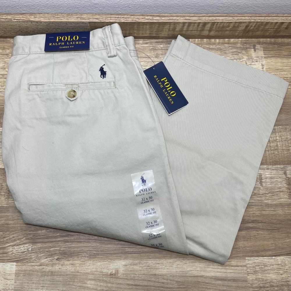 Polo Ralph Lauren Mens Classic Fit Chino Pants Beige Cotton Twill 32x30 New 29"